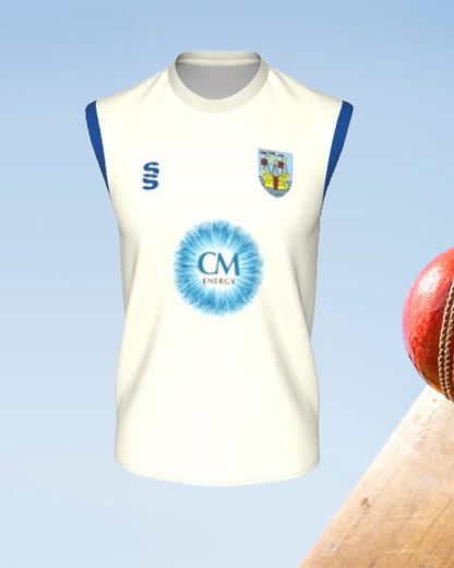 Surridge White Sleeveless Cricket Sweater