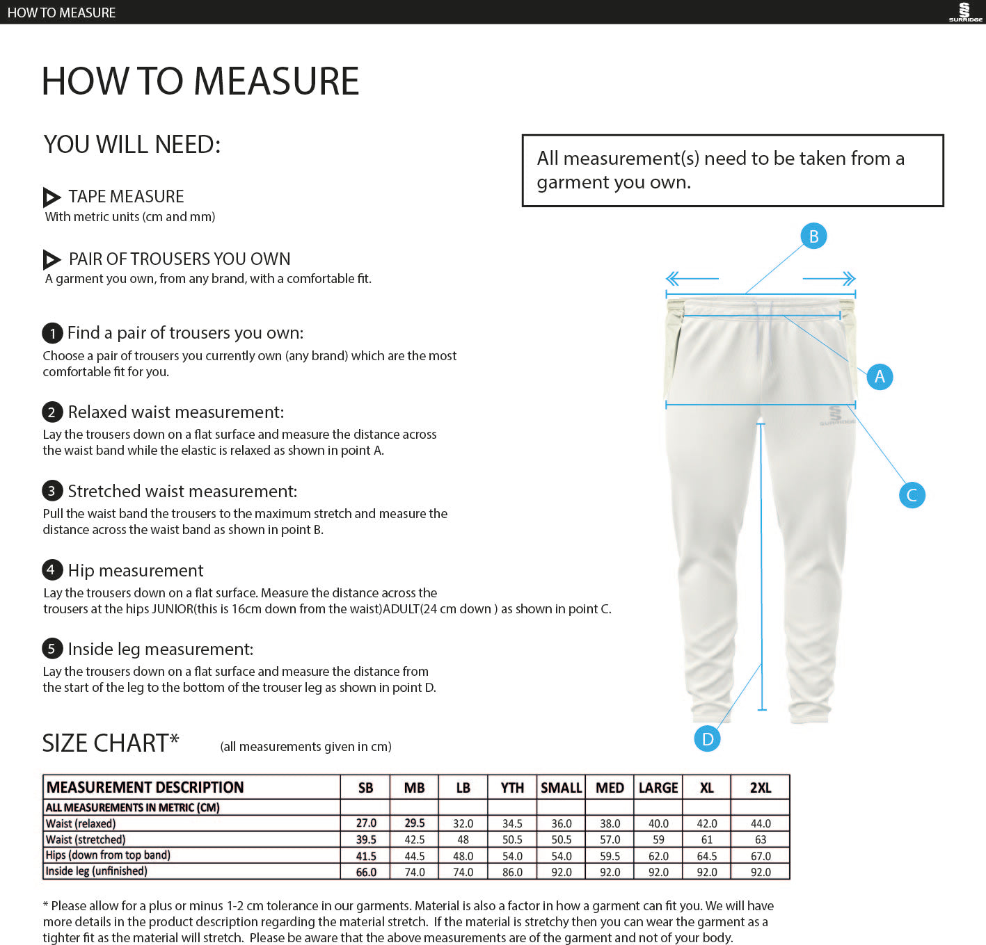 Surridge Coloured Cricket Trousers