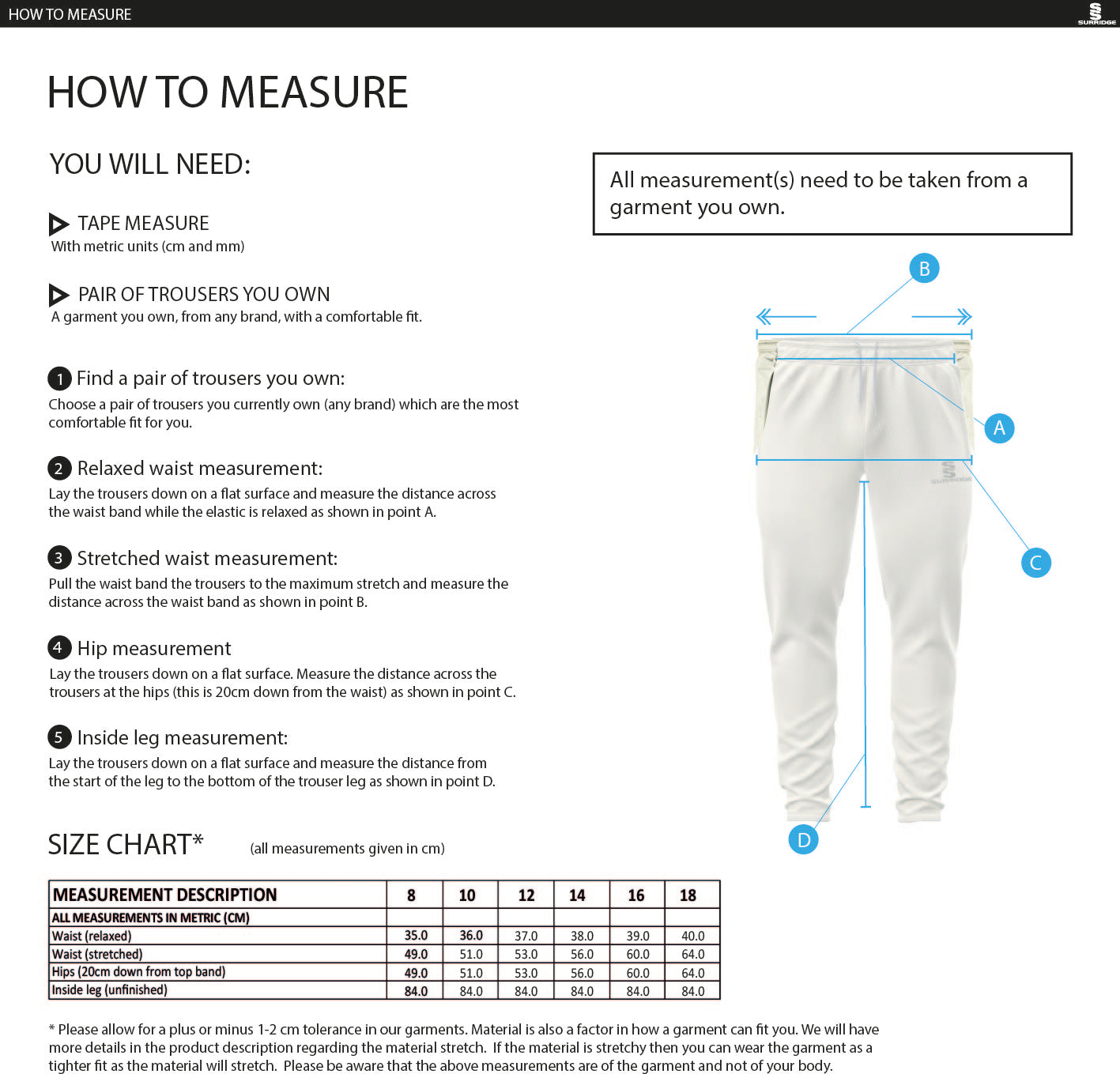 Surridge Coloured Cricket Trousers